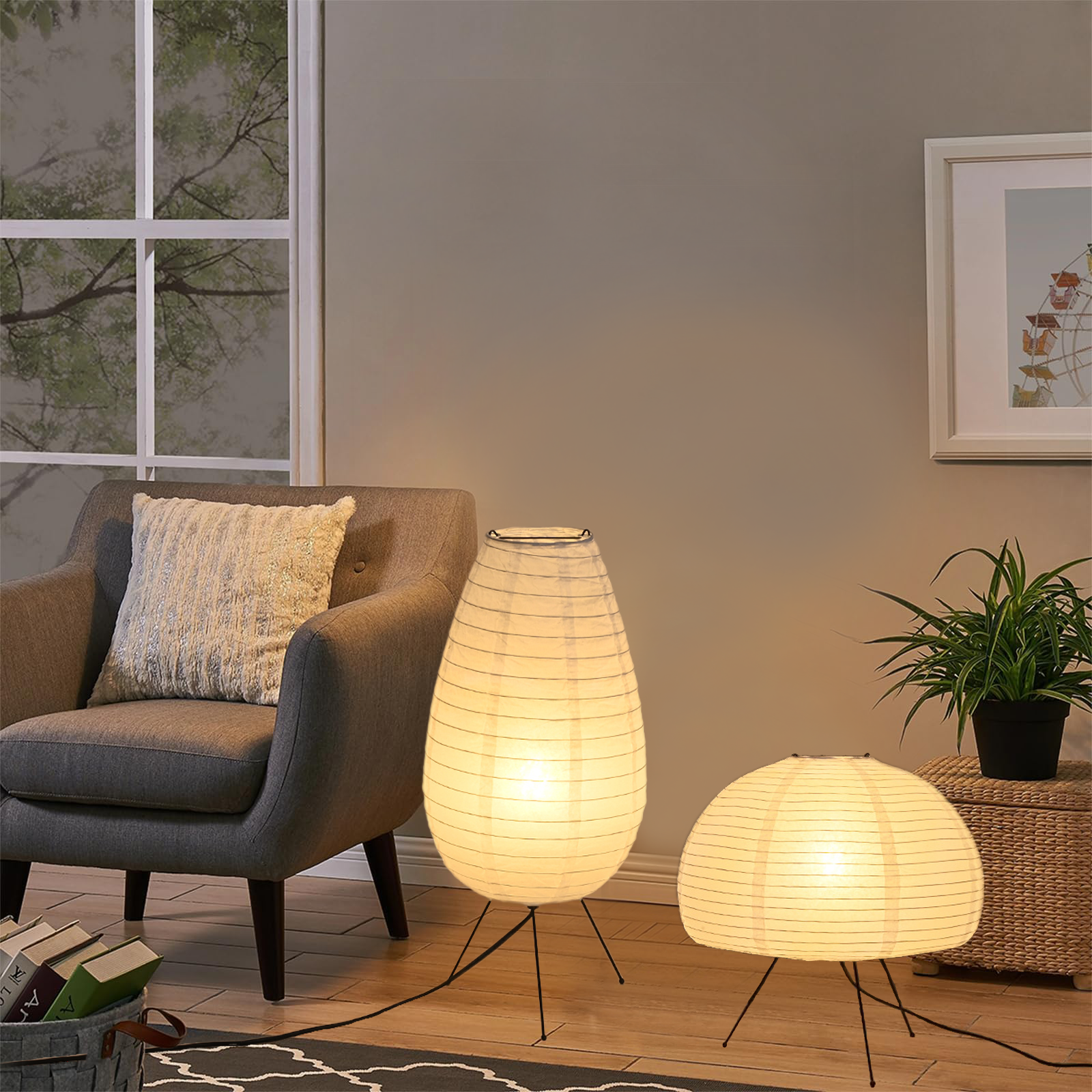 Floor Lamp Tripod - Nogy Noguchi Style Lamp Rice Paper