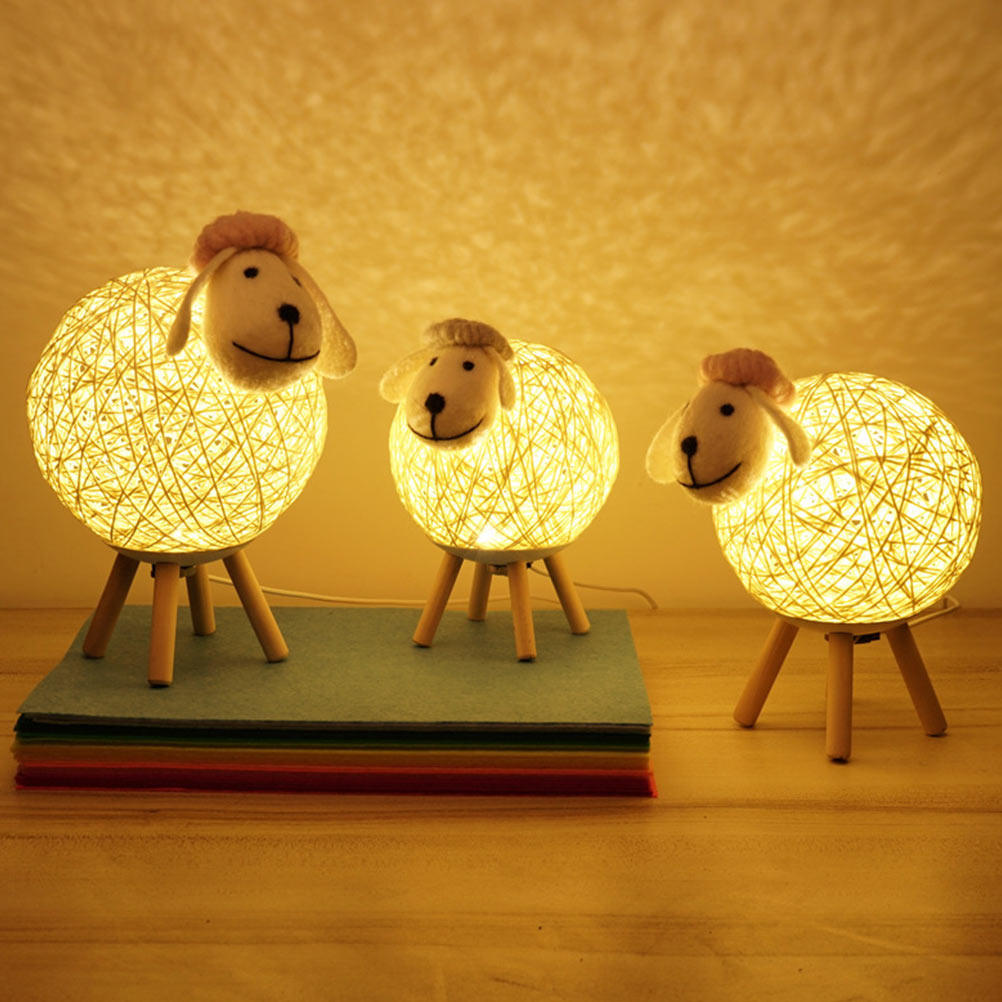 Bedroom Lighting Decor Ideas - LED Sheep Night Light Rattan Wool