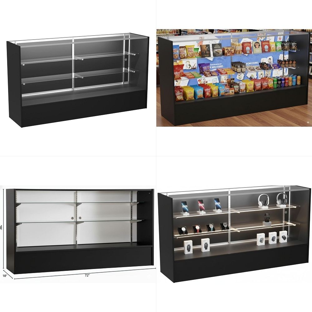 Lighting & Home Decor Studio - Full Vision Display Cabinet 72 Glass