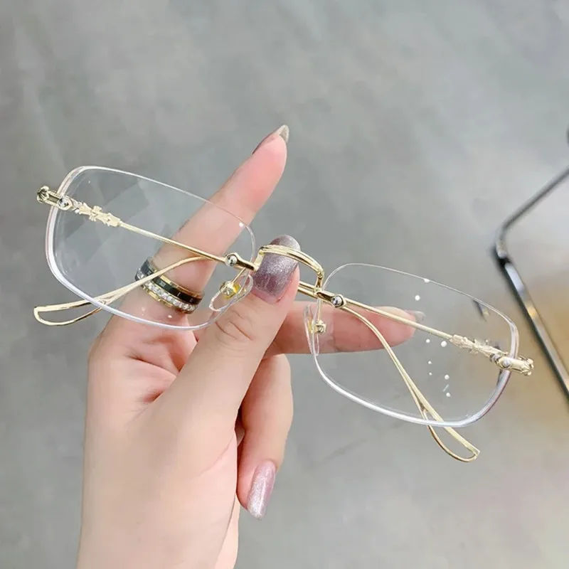 Lighting Jockey - Square Rimless Eyeglasses Women Men Blue