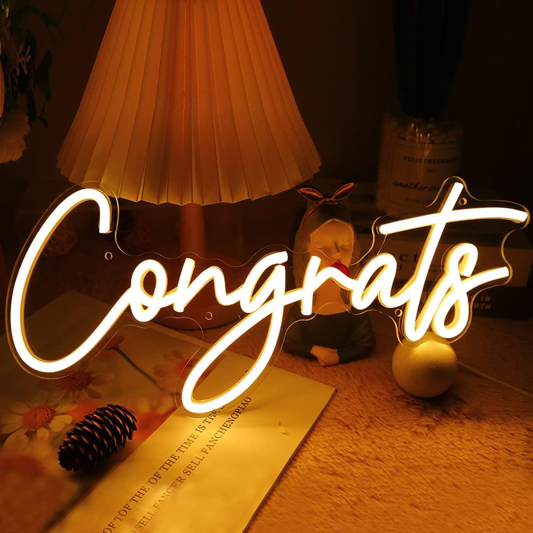 Congrats Neon Sign USB Dimmabl - Lighting Decor For Wedding 리뷰 및 가격