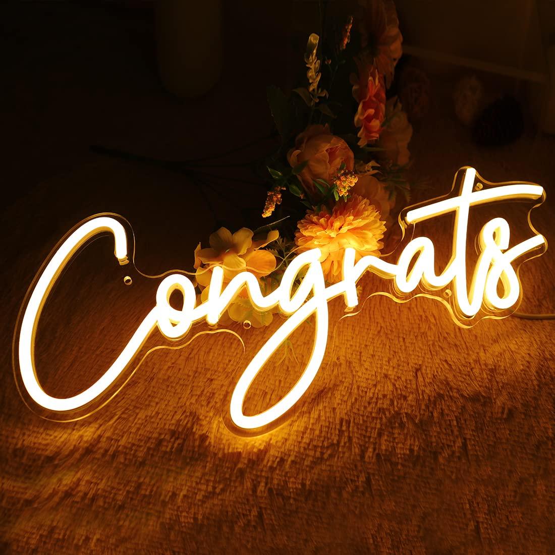 Congrats Neon Sign USB Dimmabl - Lighting Decor For Wedding 리뷰 및 가격
