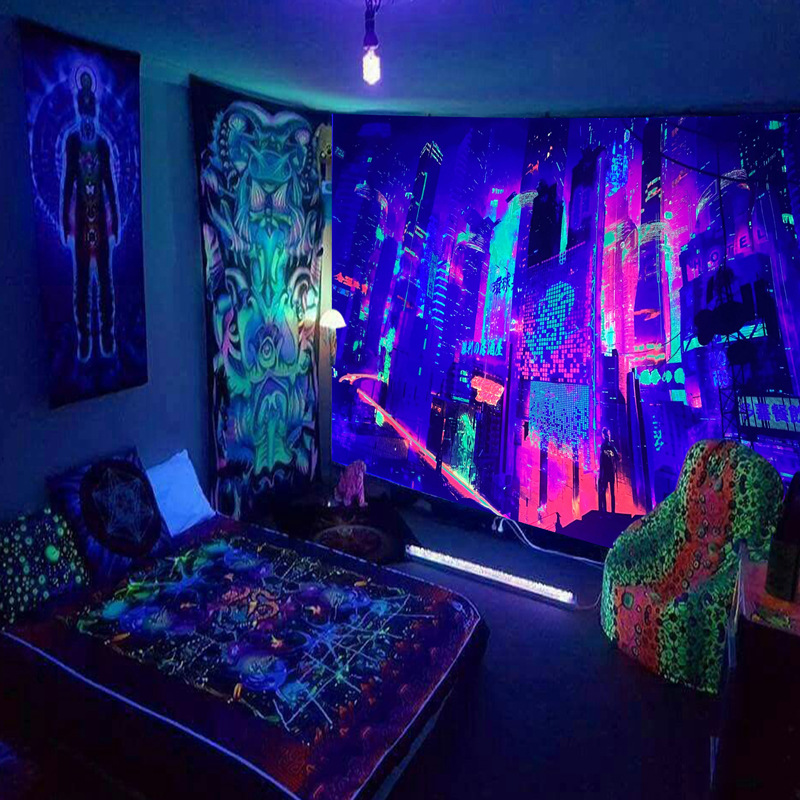 Black Light Tapestry Wall Hang - Lighting World Decor 리뷰 및 가격