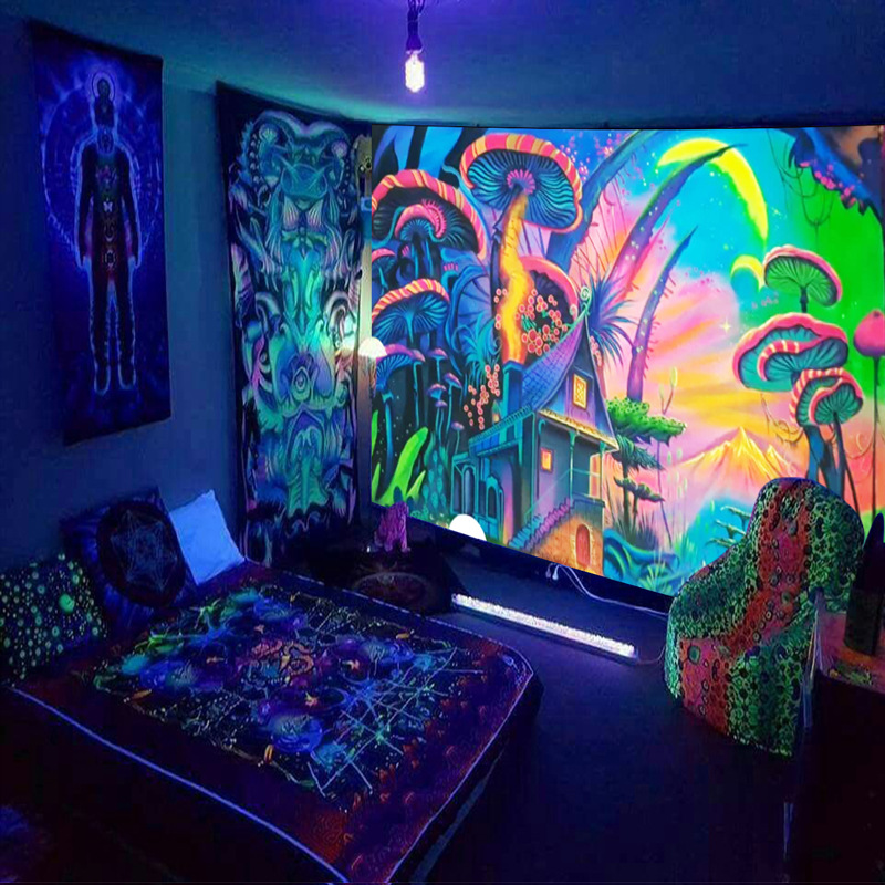 Black Light Tapestry Wall Hang - Lighting World Decor 리뷰 및 가격