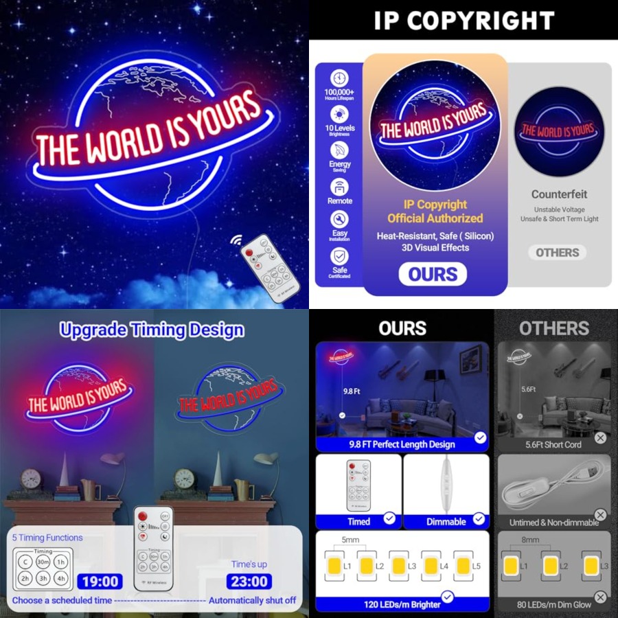 The World Is Yours Neon Sign,  - Lighting World Decor 리뷰 및 가격