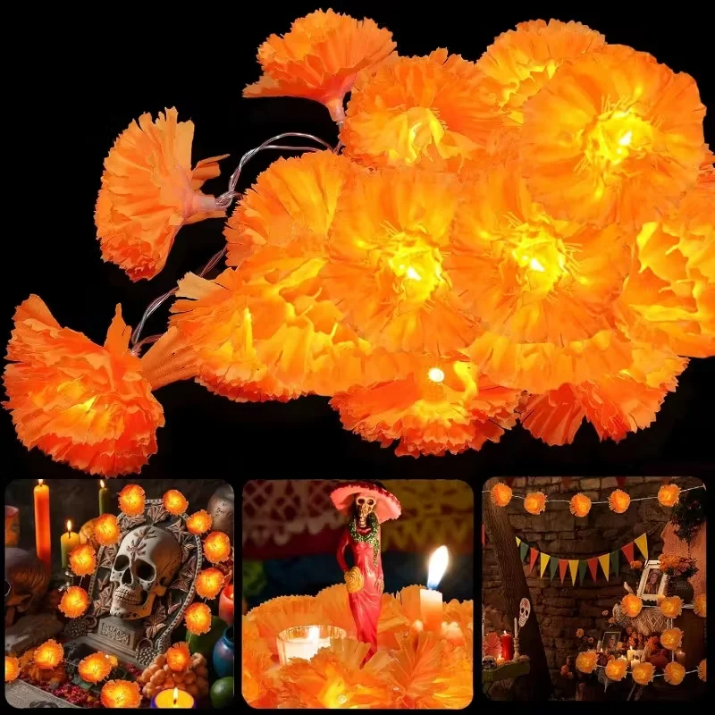 5 Ft LED Orange Marigold Garla - Lighting Decoration For Diwali 리뷰 및 가격