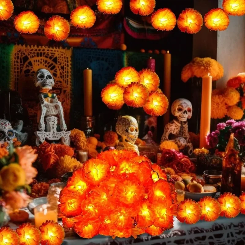 5 Ft LED Orange Marigold Garla - Lighting Decoration For Diwali 리뷰 및 가격