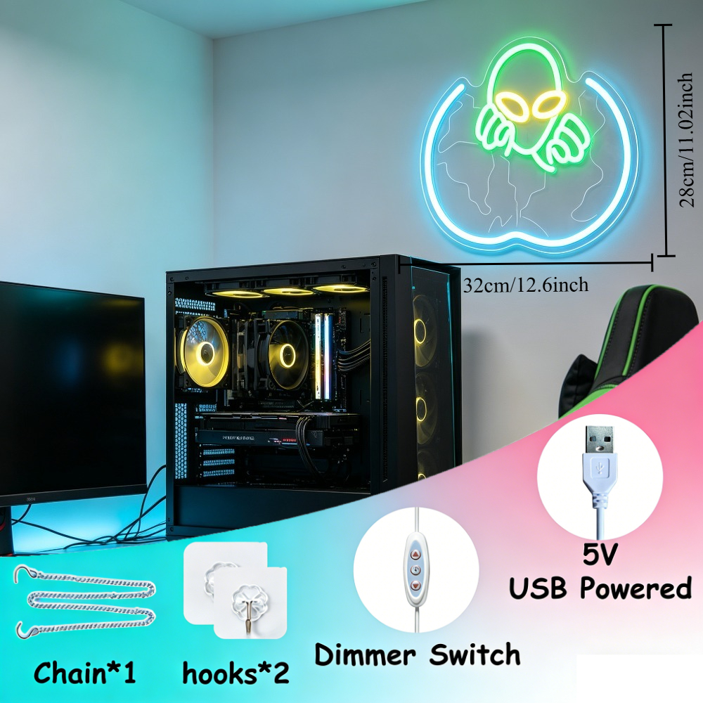 Alien UFO Neon Sign LED Wall A - Bedroom Lighting Decor Ideas 리뷰 및 가격