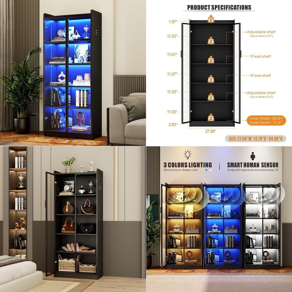 Display Cabinet with Adjustabl - Lighting & Home Decor Studio 리뷰 및 가격