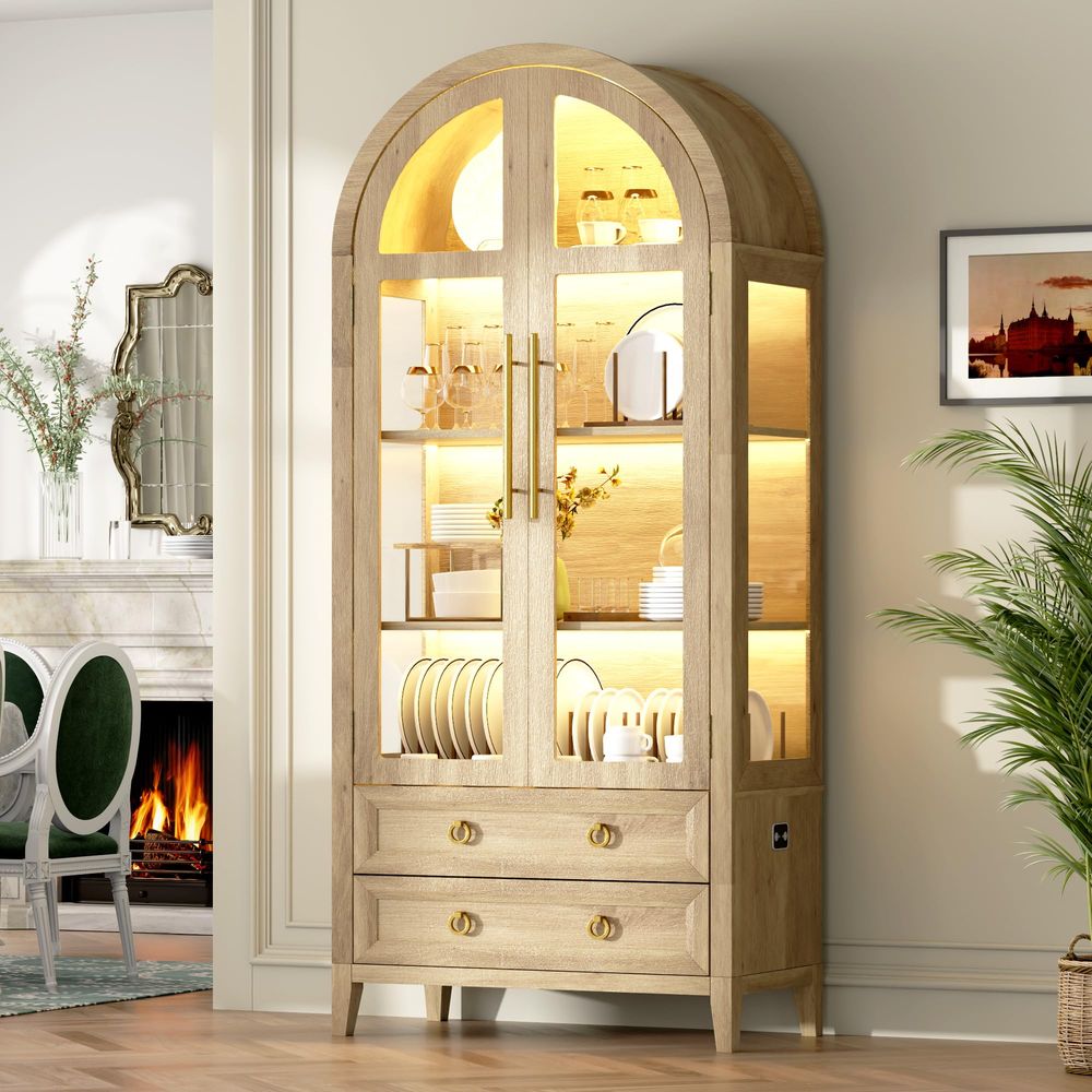 71 Arched Curio Cabinet with G - Lighting & Home Decor Studio 리뷰 및 가격