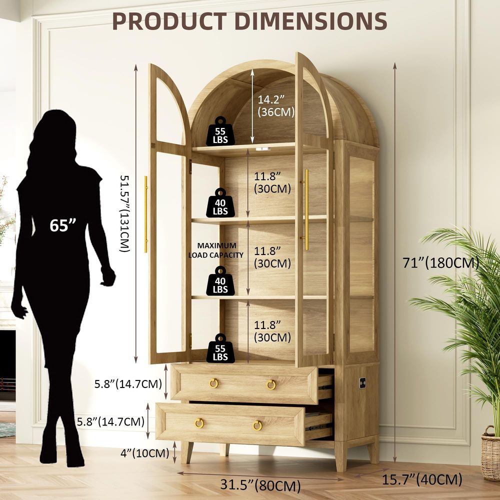 71 Arched Curio Cabinet with G - Lighting & Home Decor Studio 리뷰 및 가격