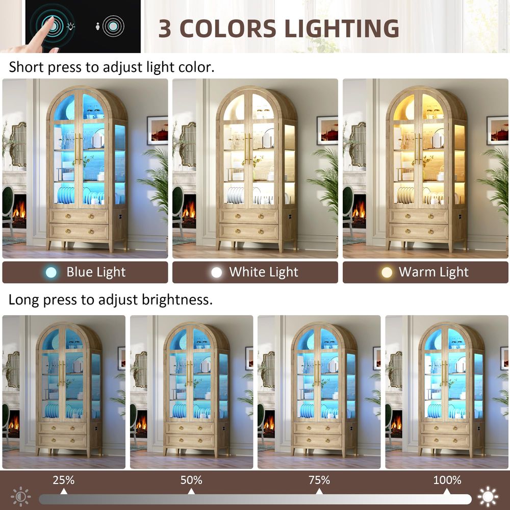 71 Arched Curio Cabinet with G - Lighting & Home Decor Studio 리뷰 및 가격