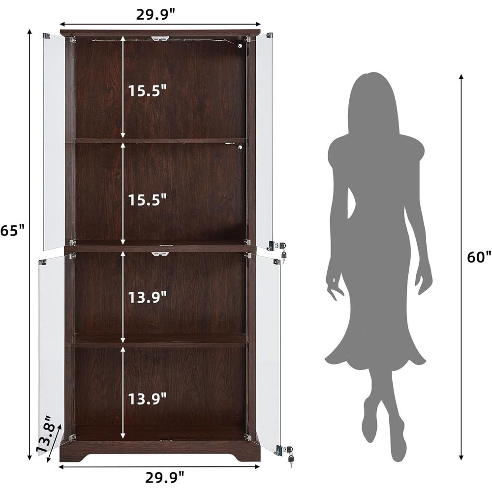 Walnut Glass Display Cabinet w - Lighting & Home Decor Studio 리뷰 및 가격