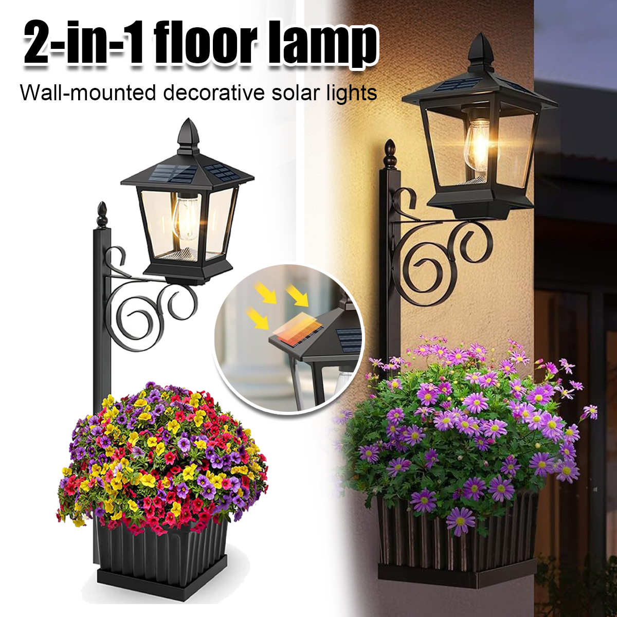 2 in 1 Solar Planter Lamp Wate - Decor Lighting Floor Lamps 리뷰 및 가격