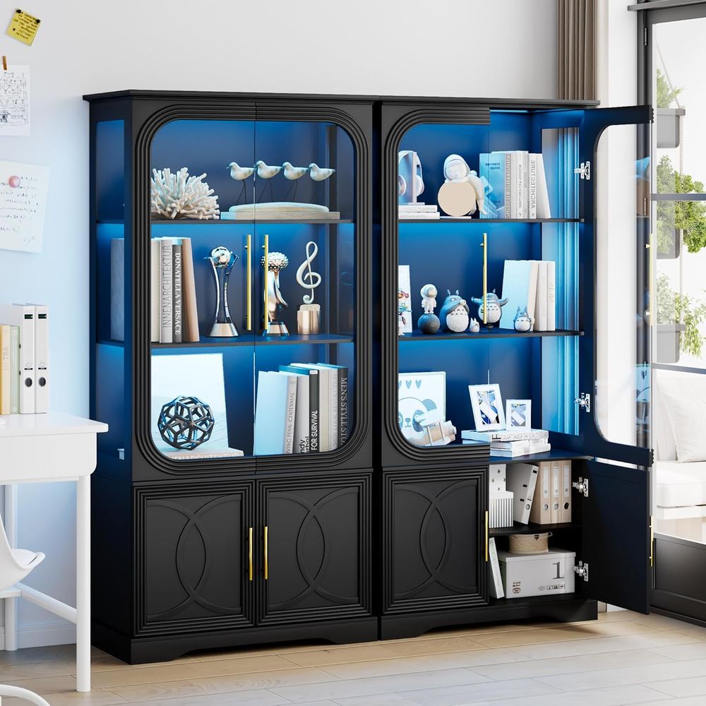 2pc Wood Display Cabinet with  - Lighting & Home Decor Studio 리뷰 및 가격