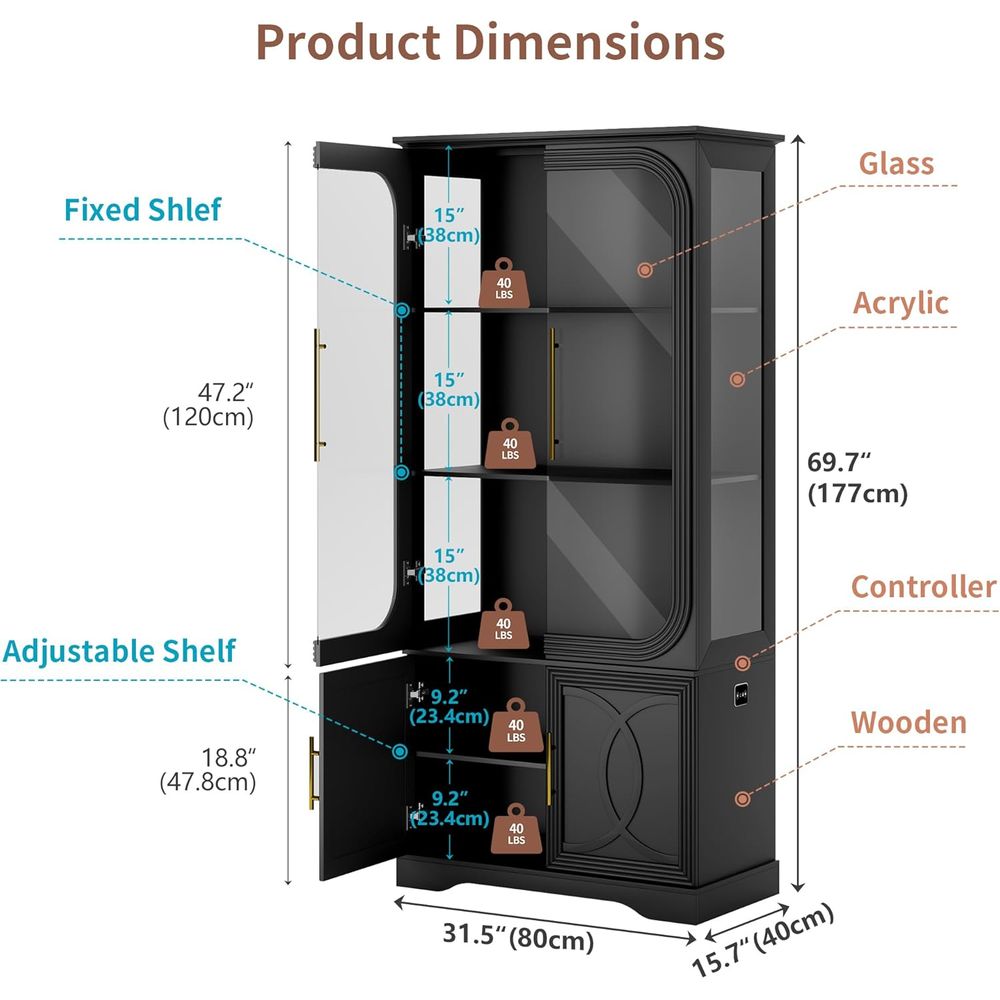 2pc Wood Display Cabinet with  - Lighting & Home Decor Studio 리뷰 및 가격