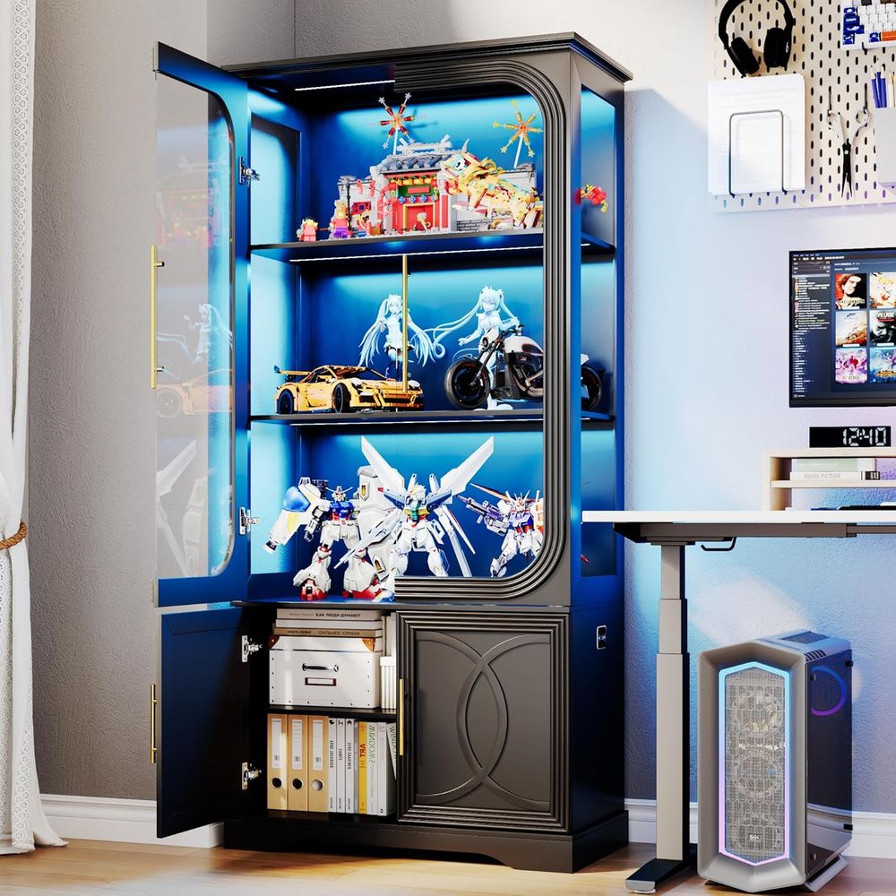 2pc Wood Display Cabinet with  - Lighting & Home Decor Studio 리뷰 및 가격