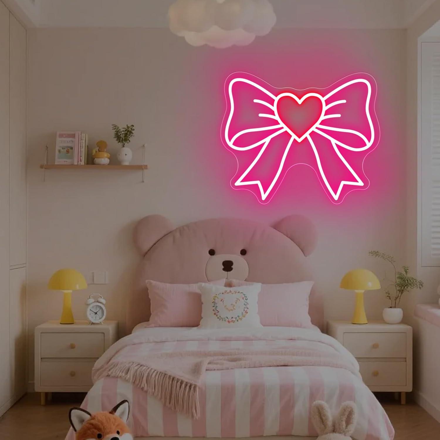 Bow Neon Signs USB Dimmable LE - Elegant Decor & Lighting Llc 리뷰 및 가격