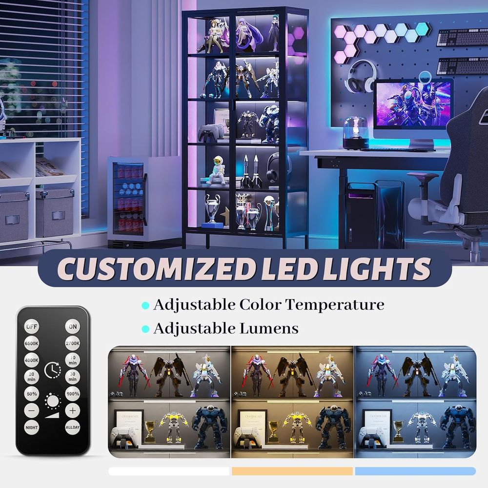 71 High Glass Curio Cabinet wi - Lighting & Home Decor Studio 리뷰 및 가격