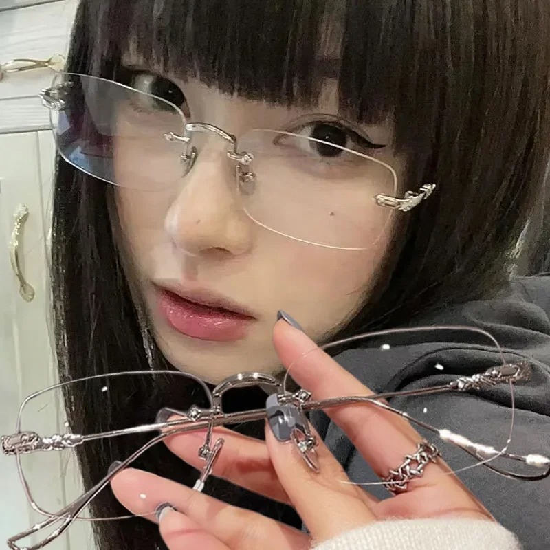 Square Rimless Eyeglasses Wome - Lighting Jockey 리뷰 및 가격